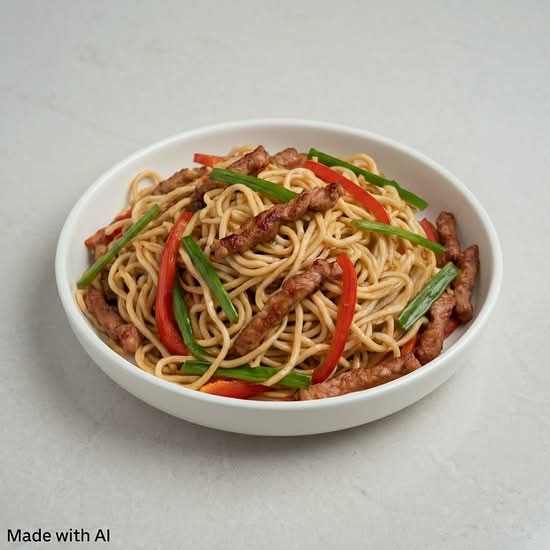 Shredded Lamb in BBQ Sauce Fried Noodle (沙茶羊肉炒麵)